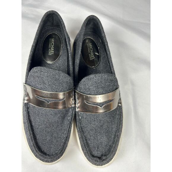 Michael Michael Kors Women's Slip On Metallic Trim Penny Loafers Size 6 - Picture 3 of 11